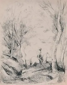 The Horseman in the Wood c.1854, (1946). Artist: Jean-Baptiste-Camille Corot