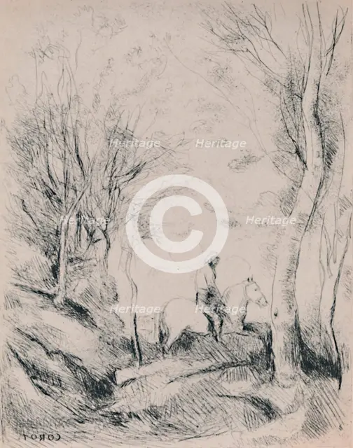 'The Horseman in the Wood', c.1854, (1946). Artist: Jean-Baptiste-Camille Corot.