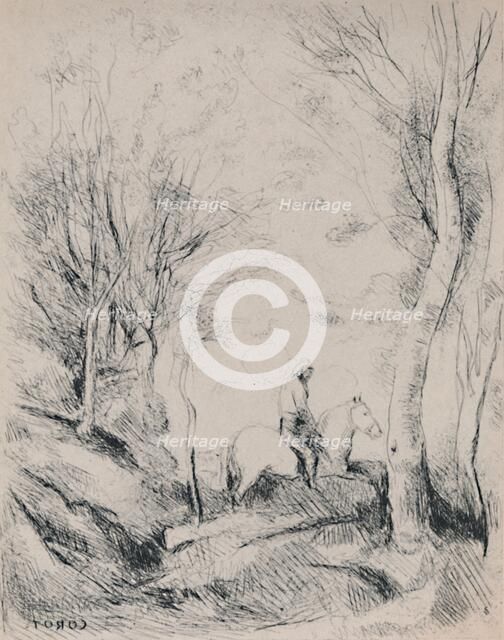 'The Horseman in the Wood', c.1854, (1946). Artist: Jean-Baptiste-Camille Corot.