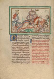 The Horsemen on Fire-Breathing Horses; Dyson Perrins Apocalypse, about 1255-1260. Creator: Unknown