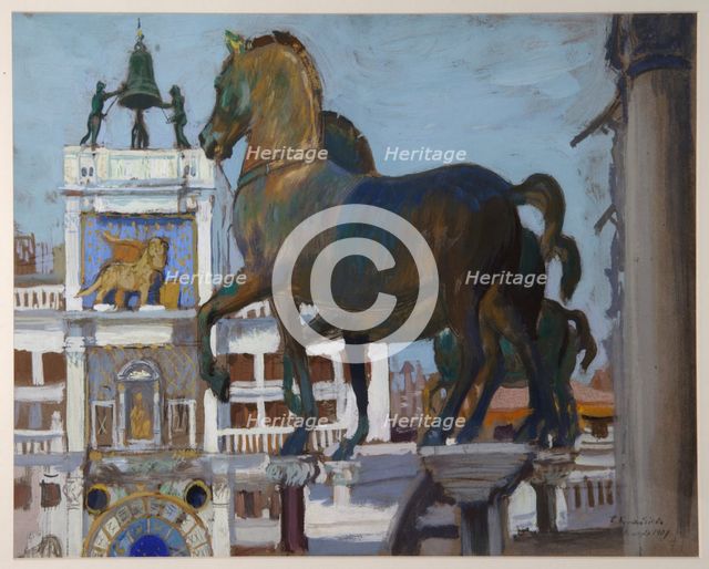 The Horses of San Marco, 1907. Artist: Kustodiev, Boris Michaylovich (1878-1927)