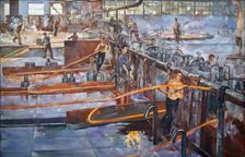 The hot rolling workshop of the Red Nail Maker's Factory in Leningrad