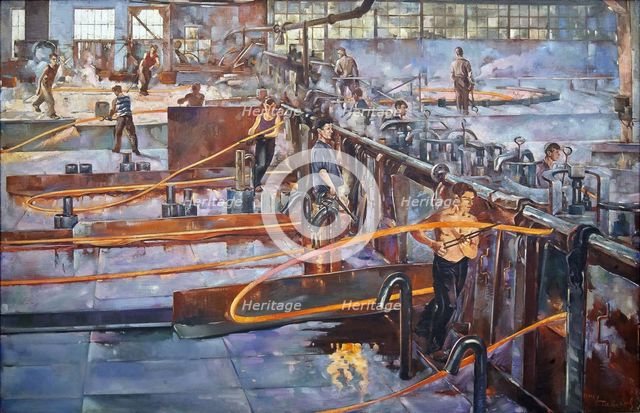 The hot rolling workshop of the Red Nail Maker's Factory in Leningrad.