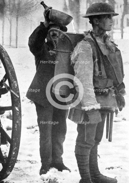 The hot soup man at the front, First World War, 1916, (c1920). Artist: Unknown