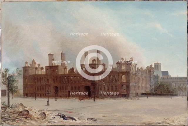 The Hôtel de Ville after the fire of 1871, (1871). Creator: Franciscus Leonardus Johannes Moormans.