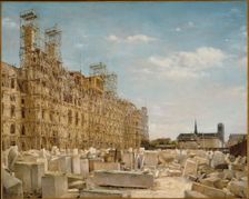 The Hotel de Ville under reconstruction, 1880. Creator: Paul Joseph Victor Dargaud