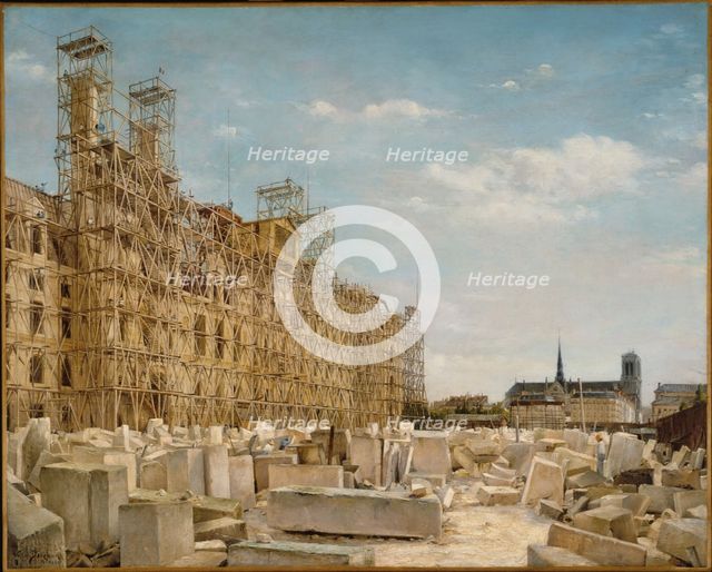 The Hotel de Ville under reconstruction, 1880. Creator: Paul Joseph Victor Dargaud.