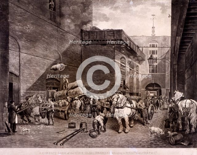 The Hour Glass Brewery on Upper Thames Street, London, 1821.  Artist: J Bromley