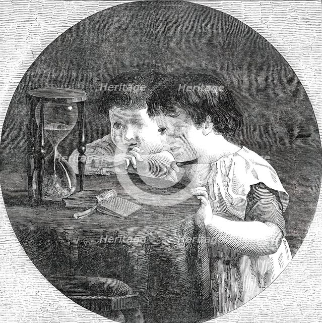 The Hour-Glass - painted by H. Le Jeune, 1850. Creator: Unknown.