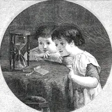 The Hour-Glass - painted by H. Le Jeune, 1850. Creator: Unknown