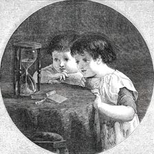 The Hour-Glass - painted by H. Le Jeune, 1850. Creator: Unknown