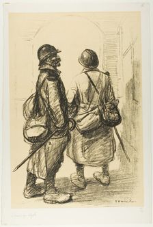 The Hour of Departure, plate twenty-six from Actualités, published March 1916. Creator: Theophile Alexandre Steinlen