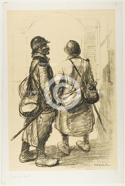The Hour of Departure, plate twenty-six from Actualités, published March 1916. Creator: Theophile Alexandre Steinlen.