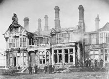 The house of Mr Arthur du Cros at St Leonards, Hastings, burnt down by suffragettes, April 1913