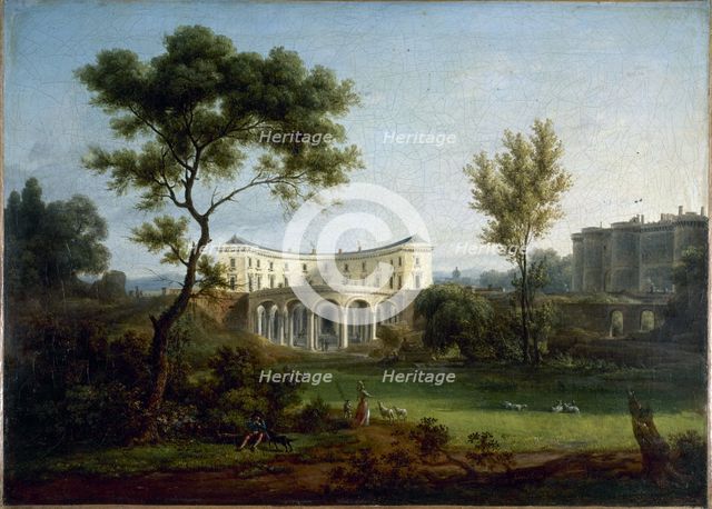 The house of Beaumarchais and the Bastille, c1788. Creator: Jean Baptiste Francois Genillion.