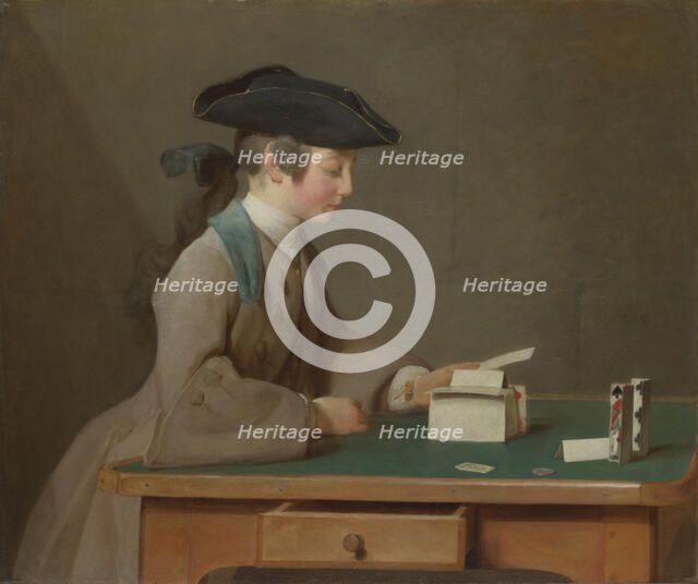 The House of Cards, c. 1736. Artist: Chardin, Jean-Baptiste Siméon (1699-1779)
