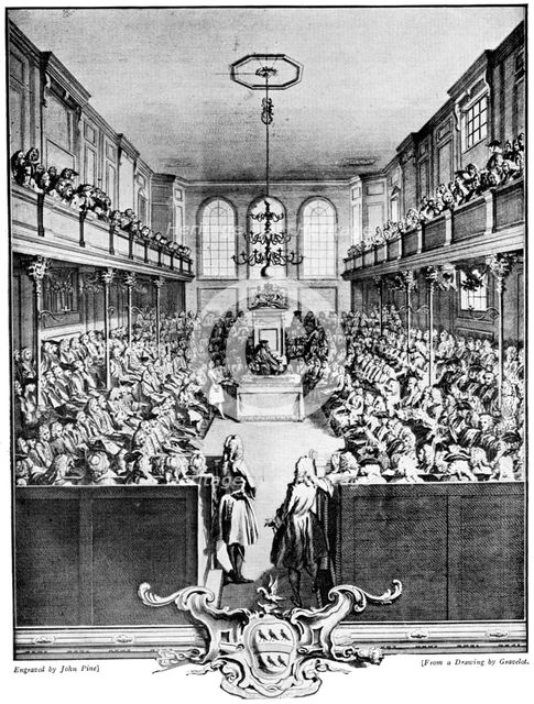 The House of Commons, 1742, (c1920). Artist: John Pine