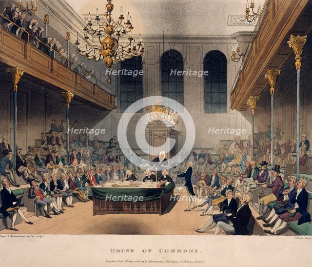 The House of Commons, c1808-c1811. Creators: Thomas Rowlandson, Augustus Charles Pugin.
