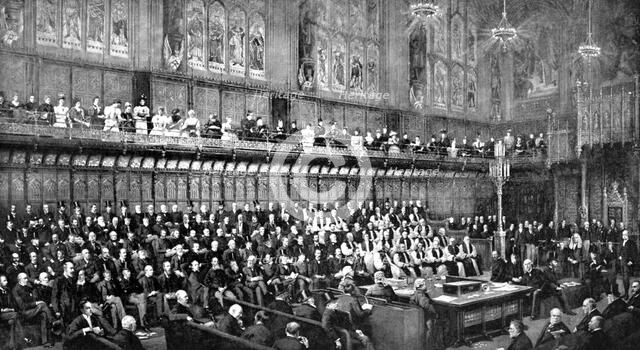 The House of Lords during the Home Rule Debate, 1893 (c1905). Artist: Unknown