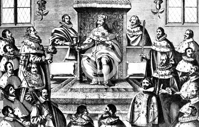 The House of Lords in the Time of Charles I, 17th century, (c1902-1905). Artist: Unknown