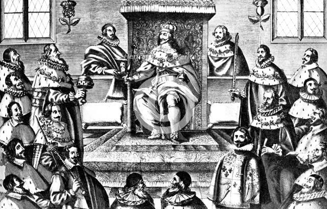 The House of Lords in the Time of Charles I, 17th century, (c1902-1905). Artist: Unknown