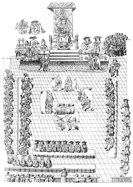 The House of Peers, with Henry VIII on the Throne, 16th century (c1905). Artist: Unknown