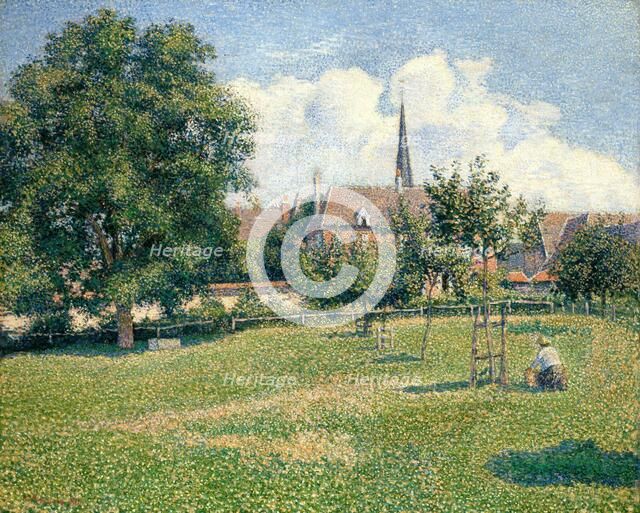 The House of the Deaf Woman and the Belfry at Eragny (La Maison de la Sourde et Le Clocher d'Eragny) Creator: Camille Pissarro.
