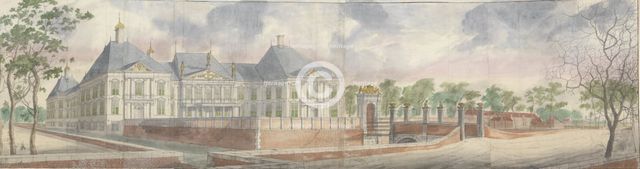 The House in Honselaersdijk and surroundings, can be seen across the forecourt, 1640-1649. Creator: Abraham Beerstraten.