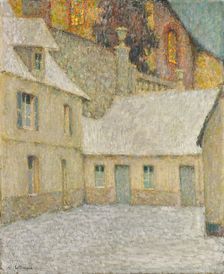 The House under the church, snow, Gerberoy (La Maison sous l'église, neige, Gerberoy), 1931. Creator: Henri Eugene Le Sidaner