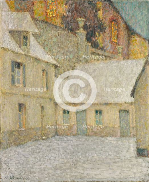 The House under the church, snow, Gerberoy (La Maison sous l'église, neige, Gerberoy), 1931. Creator: Henri Eugene Le Sidaner.