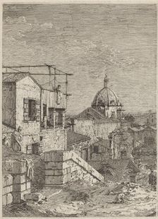 The House with the Inscription [left], 1741. Creator: Canaletto