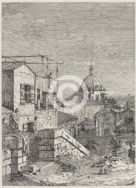 The House with the Inscription [left], 1741. Creator: Canaletto.