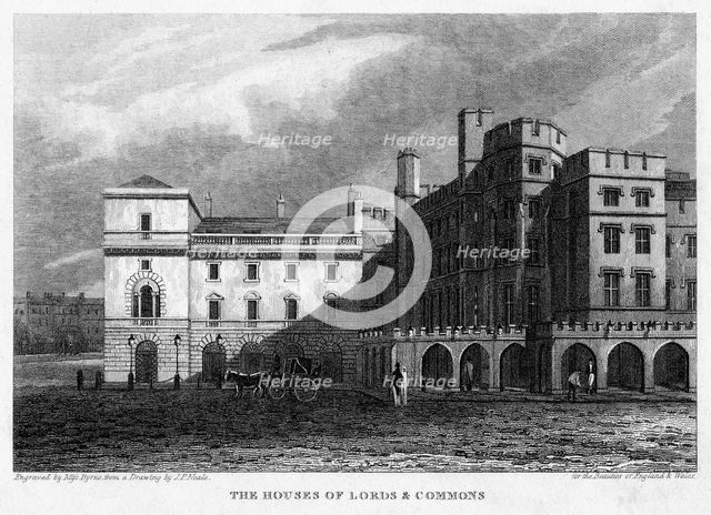 The Houses of Lords and Commons, Westminster, London, 1815.Artist: Byrne