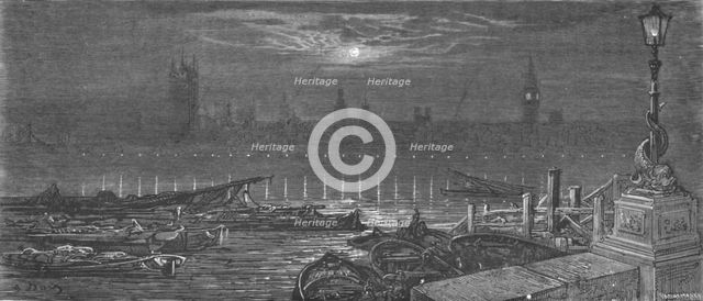 'The Houses of Parliament at Night', 1872.  Creator: Gustave Doré.