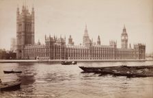 The Houses of Parliament, from the Thames, between 1850 and 1893. Creator: George Washington Wilson
