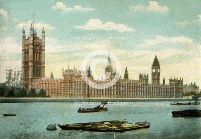 The Houses of Parliament, London, 1906.  Creator: Unknown.