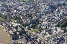 The Houses of Parliament, Westminster Abbey and HM Treasury, Westminster, London, 2021. Creator: Damian Grady