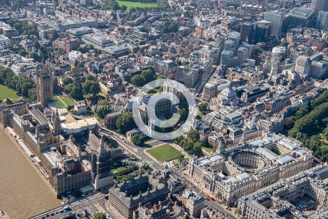 The Houses of Parliament, Westminster Abbey and HM Treasury, Westminster, London, 2021. Creator: Damian Grady.