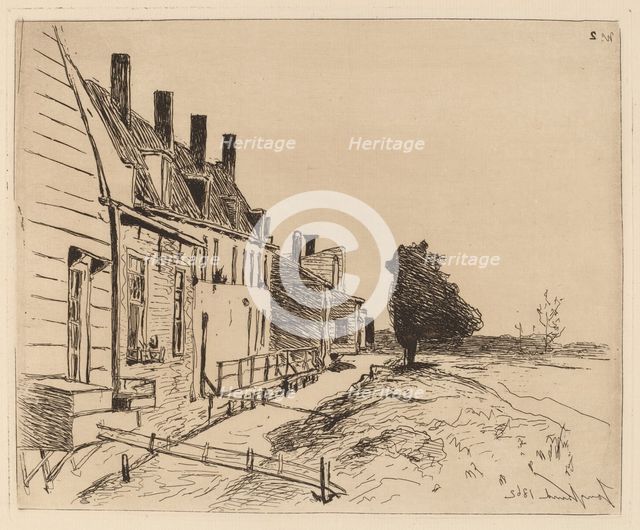 The Houses on the Canal Bank (Les Maisons au bord du canal), 1862. Creator: Johan Barthold Jongkind.