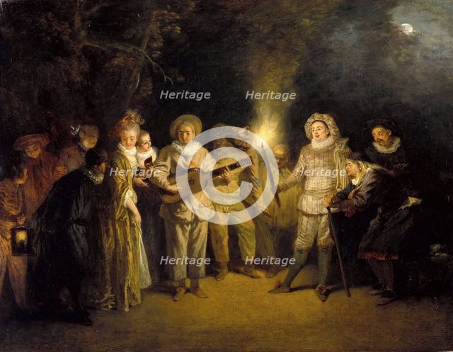 The Italian Comedy, after 1716. Artist: Watteau, Jean Antoine (1684-1721)