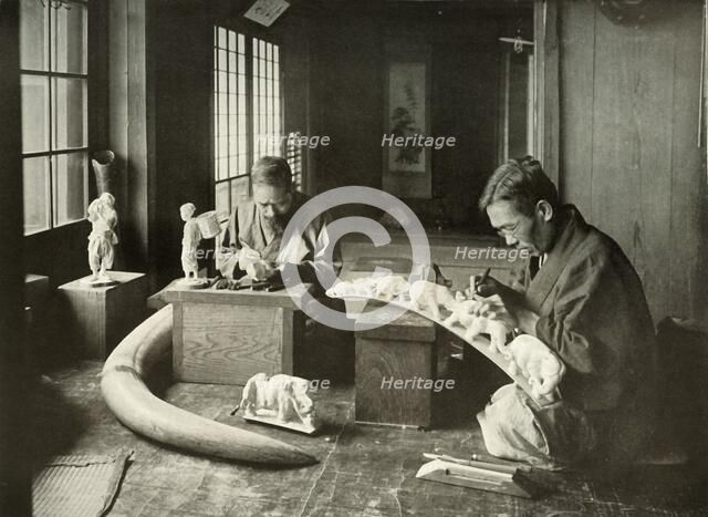 'The Ivory Carvers', 1910. Creator: Herbert Ponting.