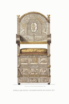 The ivory throne of Tsar Ivan III. From the Antiquities of the Russian State, 1849-1853. Creator: Solntsev, Fyodor Grigoryevich (1801-1892)