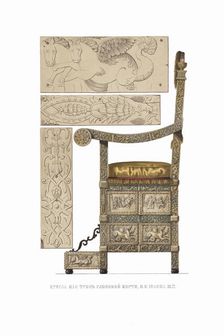The ivory throne of Tsar Ivan III. From the Antiquities of the Russian State, 1849-1853. Creator: Solntsev, Fyodor Grigoryevich (1801-1892)