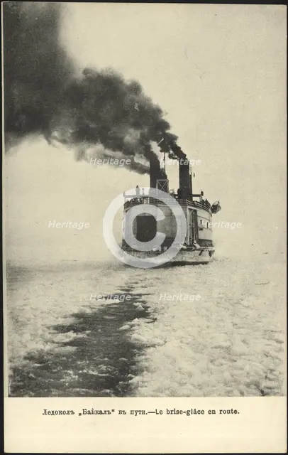 The icebreaker "Baikal" is on its way, 1904-1914. Creator: Unknown.