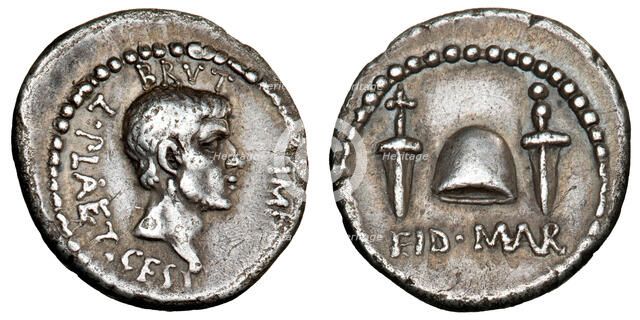 The Ides of March Denarius (Denarius of Brutus), 43-42 BC. Creator: Numismatic, Ancient Coins  .