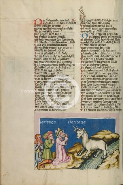 The Idolatry of Apis; Weltchronik, about 1400-1410. Creator: Unknown.