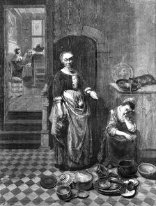 "The Idle Servant" - in the National Gallery - painted by Nicolas Maes, 1857. Creator: Henry Duff Linton