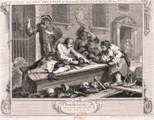 The idle prentice at play in the church yard ... plate III of Industry and Idleness 1747. Artist: William Hogarth
