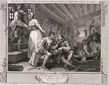 The idle prentice betray'd by his whore ... plate IX of Industry and Idleness, 1747. Artist: William Hogarth