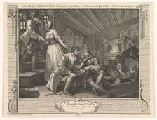 The Idle Prentice Betrayed by his Whore and Taken in a Night Cellar with hi..., September 30, 1747. Creator: William Hogarth